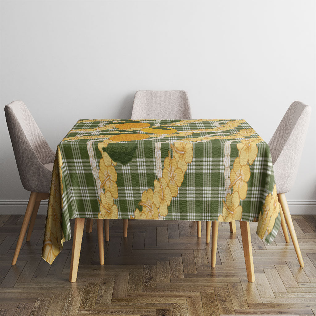 Uliuli Ahiahia Hawaiian Mango Palaka Tablecloth Aloha Hibiscus Pikake Lei