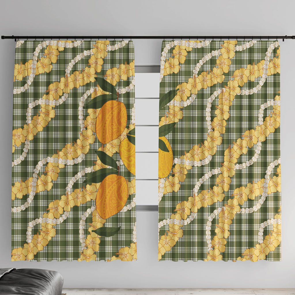 Uliuli Ahiahia Hawaiian Mango Palaka Window Curtain Aloha Hibiscus Pikake Lei