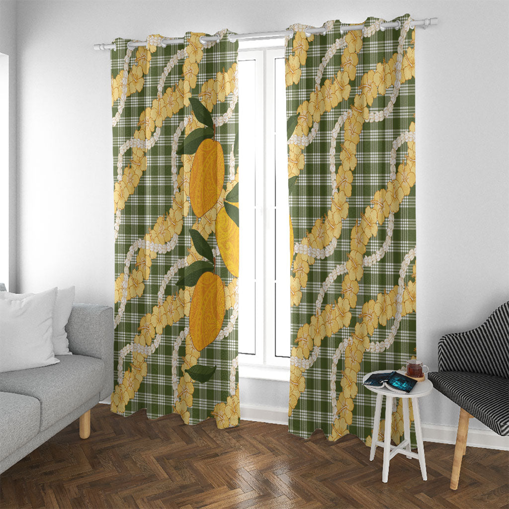 Uliuli Ahiahia Hawaiian Mango Palaka Window Curtain Aloha Hibiscus Pikake Lei