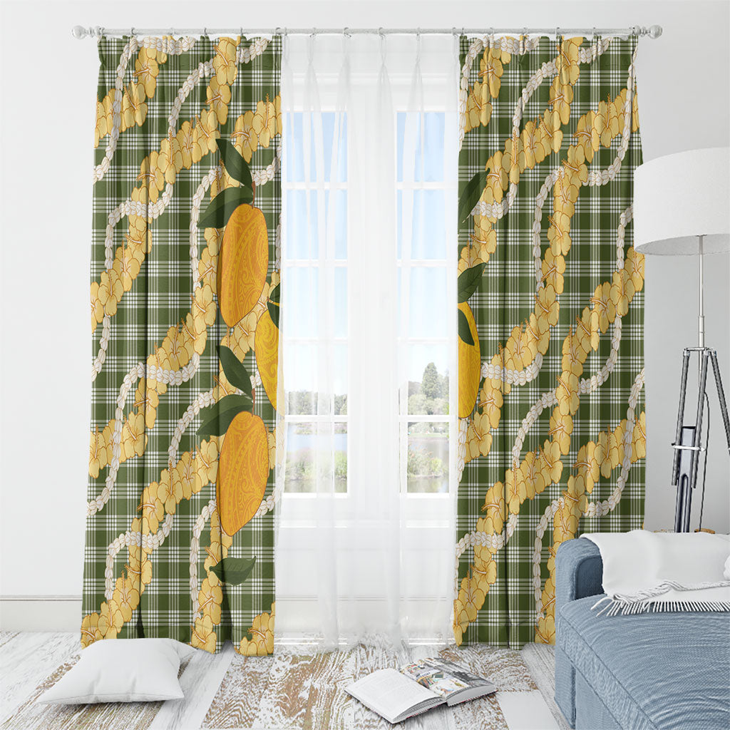 Uliuli Ahiahia Hawaiian Mango Palaka Window Curtain Aloha Hibiscus Pikake Lei