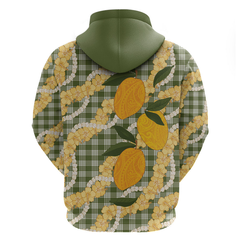 Uliuli Ahiahia Hawaiian Mango Palaka Zip Hoodie Aloha Hibiscus Pikake Lei