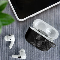 Hawaiian Mango Tribal Tattoo AirPods Case Black White Pacific Traditional Pattern