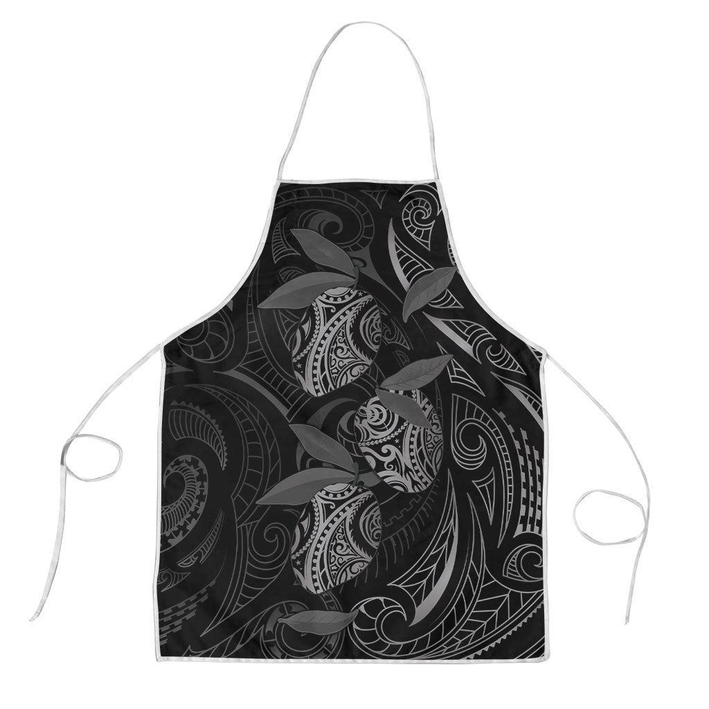 Hawaiian Mango Tribal Tattoo Apron Black White Pacific Traditional Pattern