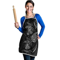 Hawaiian Mango Tribal Tattoo Apron Black White Pacific Traditional Pattern