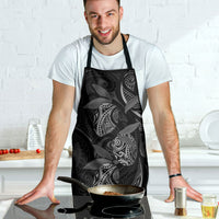 Hawaiian Mango Tribal Tattoo Apron Black White Pacific Traditional Pattern