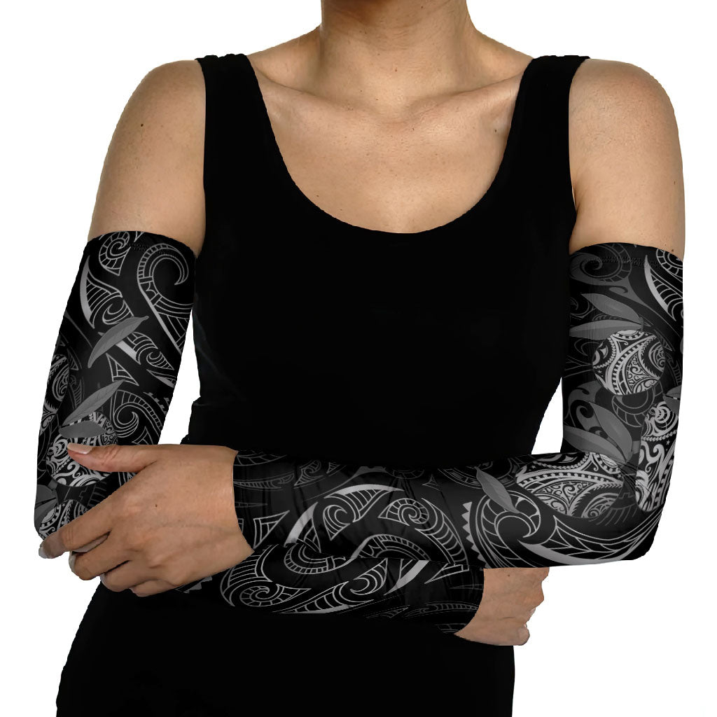Hawaiian Mango Tribal Tattoo Arm Sleeves Black White Pacific Traditional Pattern