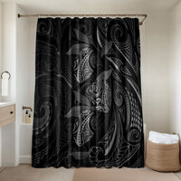Hawaiian Mango Tribal Tattoo Bathroom Set Black White Pacific Traditional Pattern