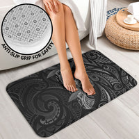 Hawaiian Mango Tribal Tattoo Bathroom Set Black White Pacific Traditional Pattern