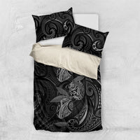 Hawaiian Mango Tribal Tattoo Bedding Set Black White Pacific Traditional Pattern