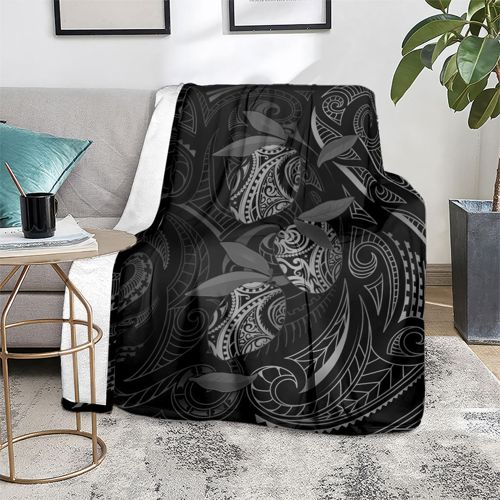 Hawaiian Mango Tribal Tattoo Blanket Black White Pacific Traditional Pattern