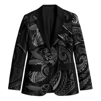 Hawaiian Mango Tribal Tattoo Blazer Black White Pacific Traditional Pattern