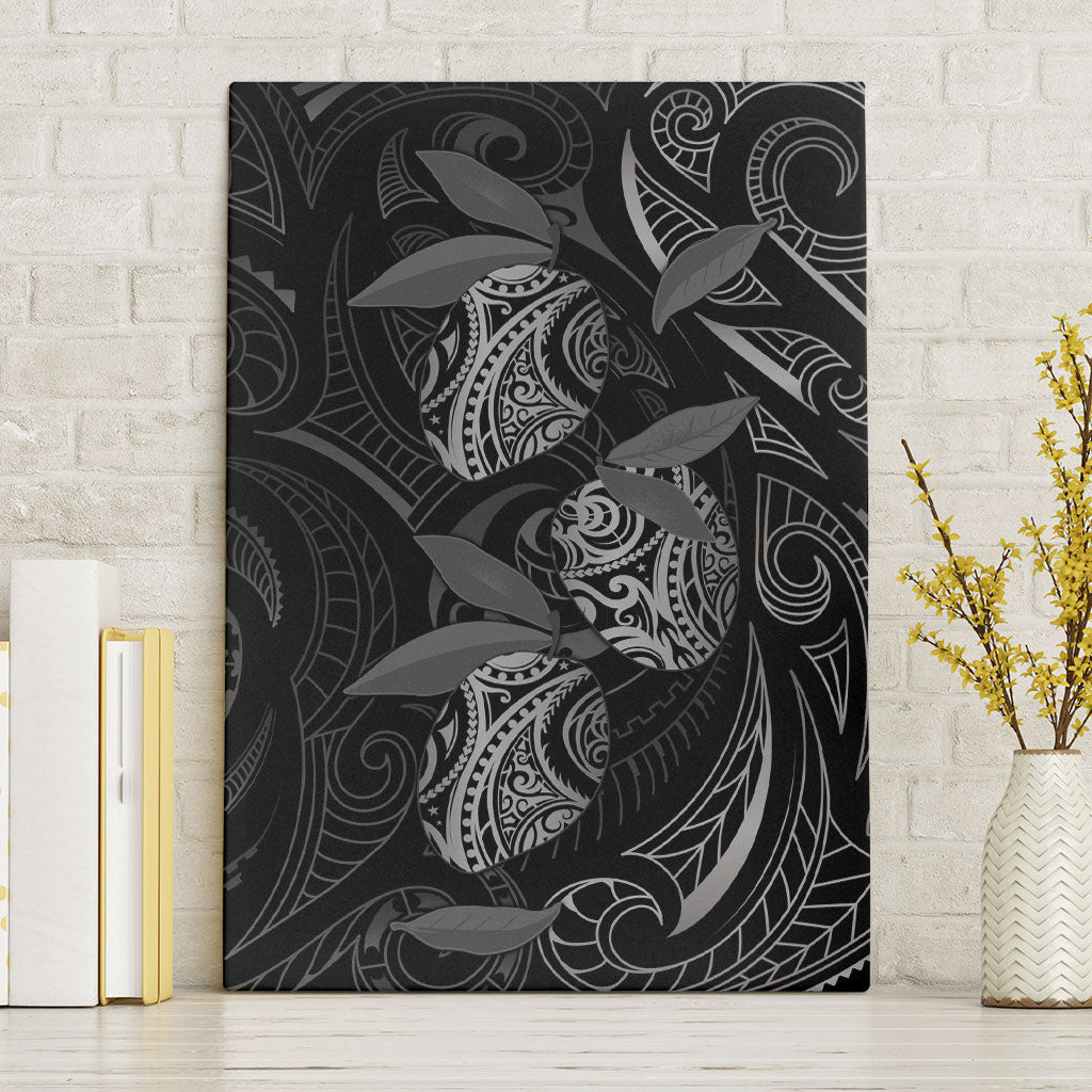 Hawaiian Mango Tribal Tattoo Canvas Wall Art Black White Pacific Traditional Pattern