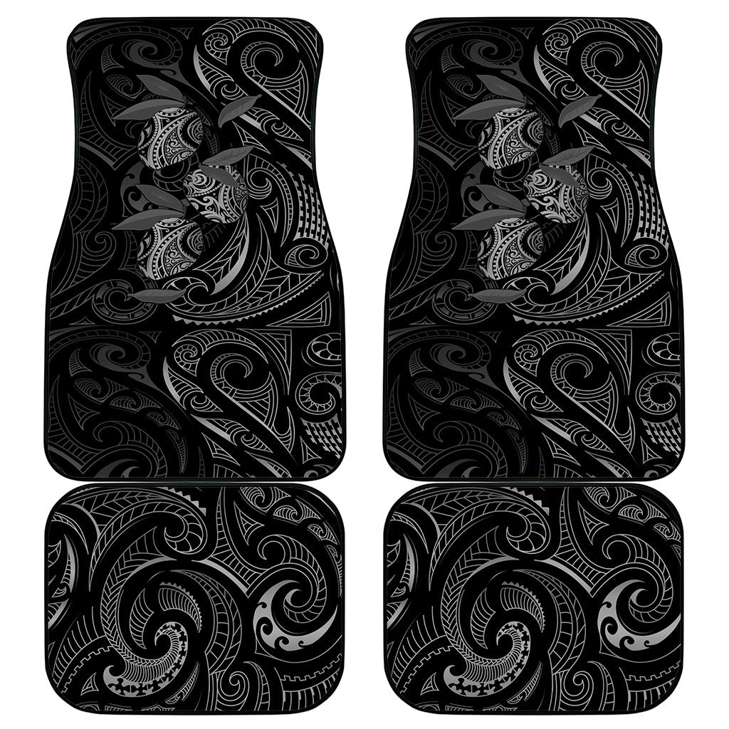 Hawaiian Mango Tribal Tattoo Car Mats Black White Pacific Traditional Pattern