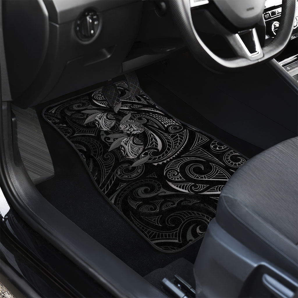 Hawaiian Mango Tribal Tattoo Car Mats Black White Pacific Traditional Pattern