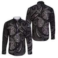 Hawaiian Mango Tribal Tattoo Family Matching Mermaid Dress and Hawaiian Shirt Black White Pacific Traditional Pattern
