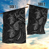 Hawaiian Mango Tribal Tattoo Garden Flag Black White Pacific Traditional Pattern