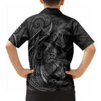 Hawaiian Mango Tribal Tattoo Hawaiian Shirt Black White Pacific Traditional Pattern