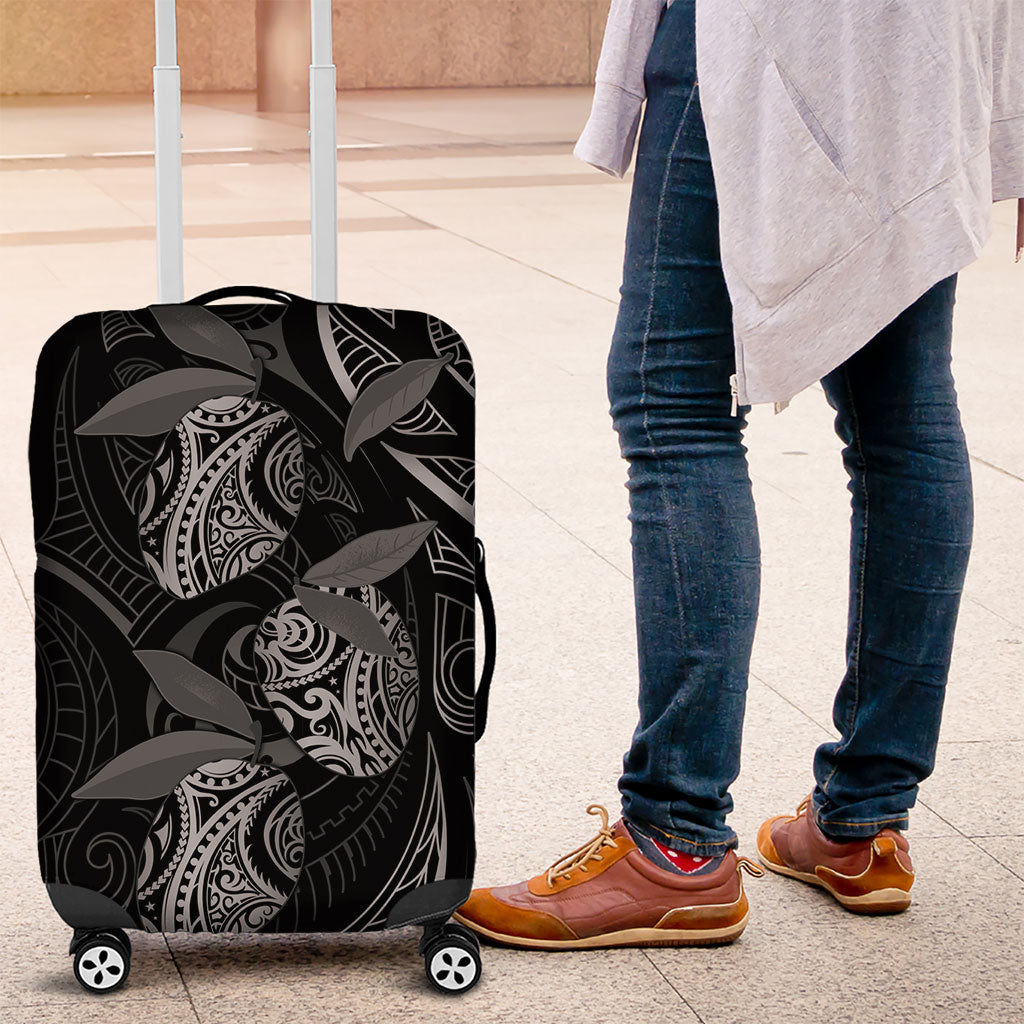 Hawaiian Mango Tribal Tattoo Luggage Cover Black White Pacific Traditional Pattern