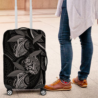Hawaiian Mango Tribal Tattoo Luggage Cover Black White Pacific Traditional Pattern