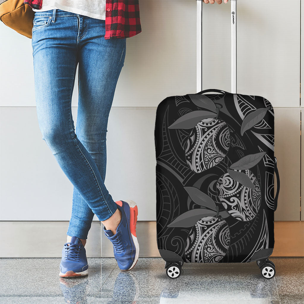 Hawaiian Mango Tribal Tattoo Luggage Cover Black White Pacific Traditional Pattern