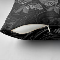 Hawaiian Mango Tribal Tattoo Pillow Cover Black White Pacific Traditional Pattern