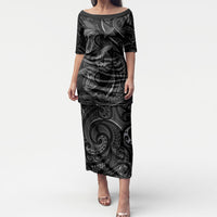 Hawaiian Mango Tribal Tattoo Puletasi Black White Pacific Traditional Pattern