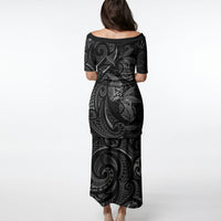 Hawaiian Mango Tribal Tattoo Puletasi Black White Pacific Traditional Pattern