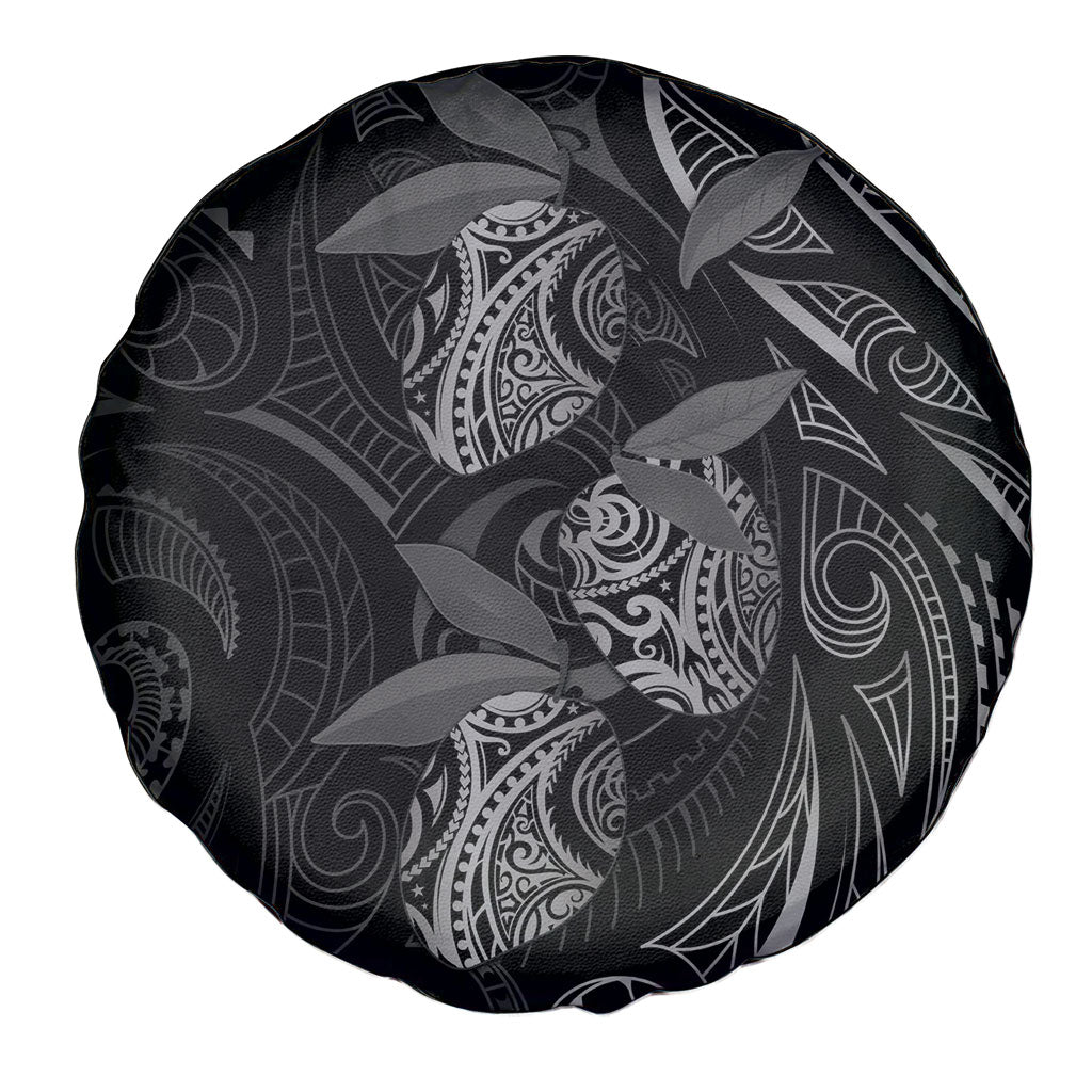 Hawaiian Mango Tribal Tattoo Spare Tire Cover Black White Pacific Traditional Pattern