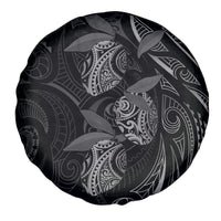Hawaiian Mango Tribal Tattoo Spare Tire Cover Black White Pacific Traditional Pattern