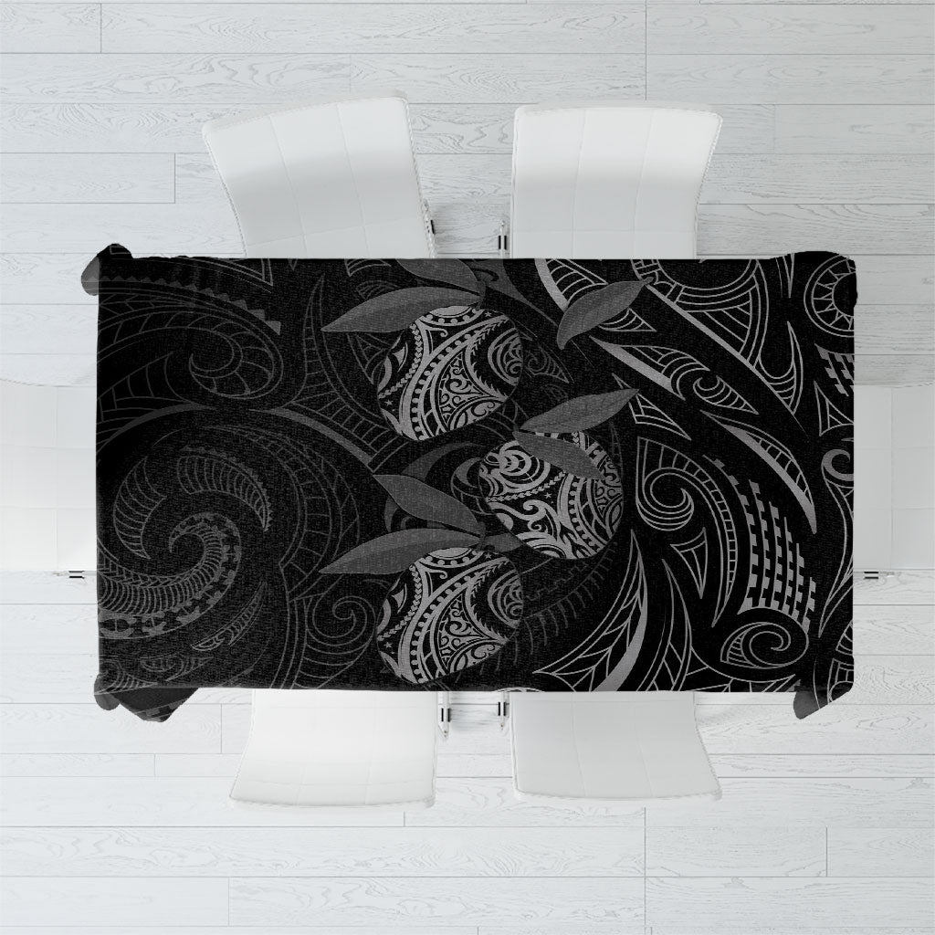 Hawaiian Mango Tribal Tattoo Tablecloth Black White Pacific Traditional Pattern