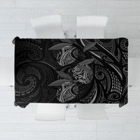 Hawaiian Mango Tribal Tattoo Tablecloth Black White Pacific Traditional Pattern