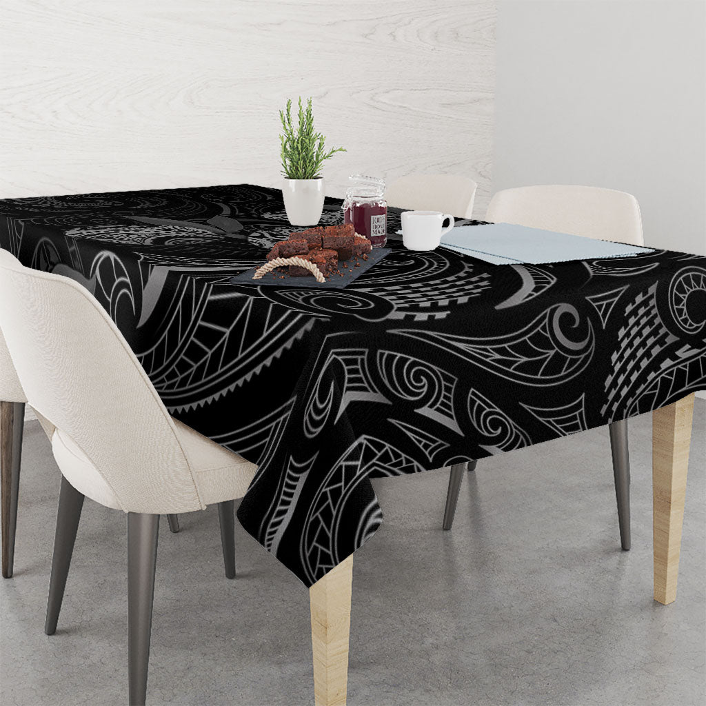 Hawaiian Mango Tribal Tattoo Tablecloth Black White Pacific Traditional Pattern