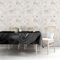 Hawaiian Mango Tribal Tattoo Tablecloth Black White Pacific Traditional Pattern