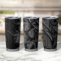 Hawaiian Mango Tribal Tattoo Tumbler Cup Black White Pacific Traditional Pattern