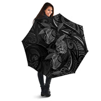 Hawaiian Mango Tribal Tattoo Umbrella Black White Pacific Traditional Pattern