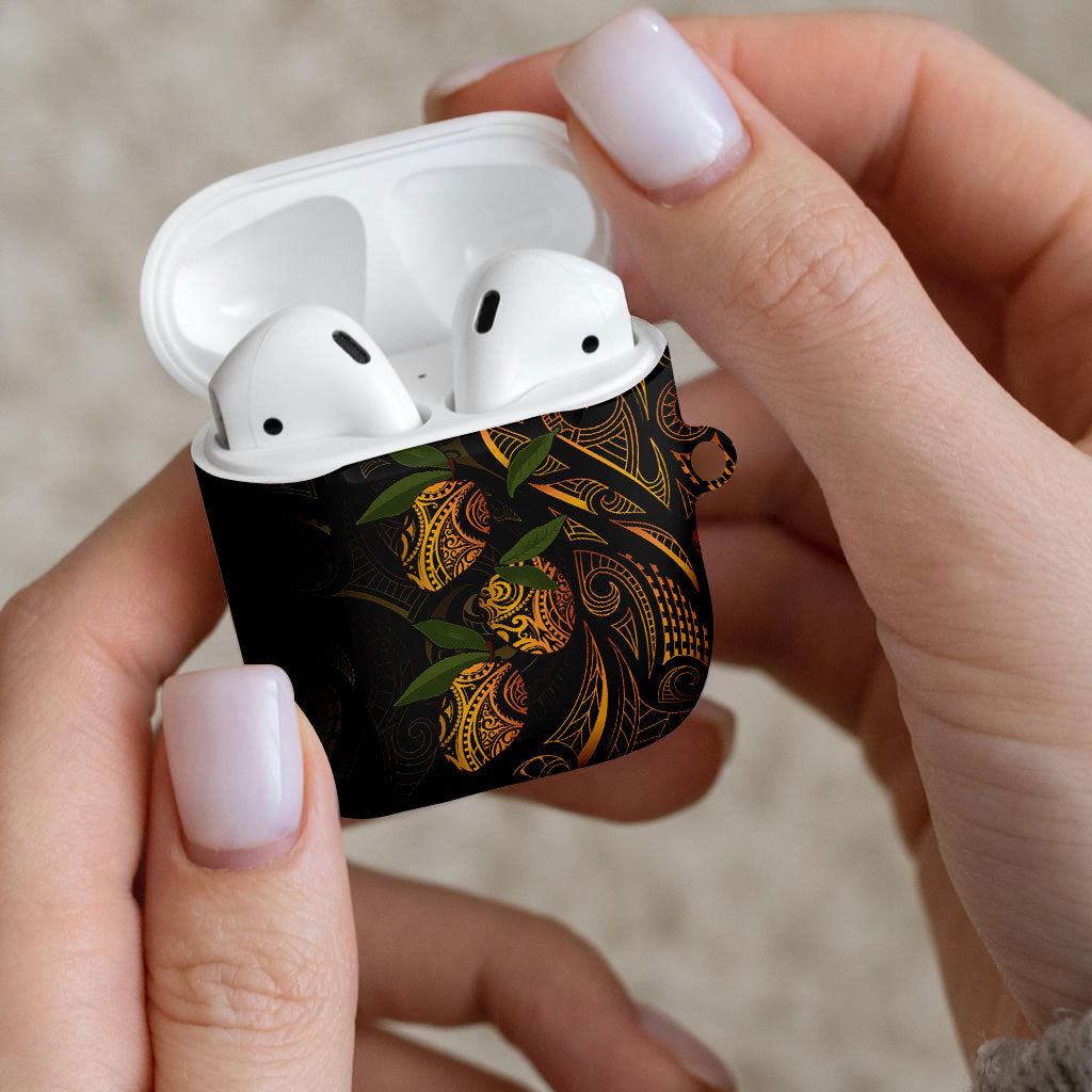 Hawaiian Mango Tribal Tattoo AirPods Case Gold Pacific Traditional Pattern