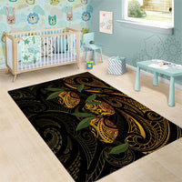 Hawaiian Mango Tribal Tattoo Area Rug Gold Pacific Traditional Pattern