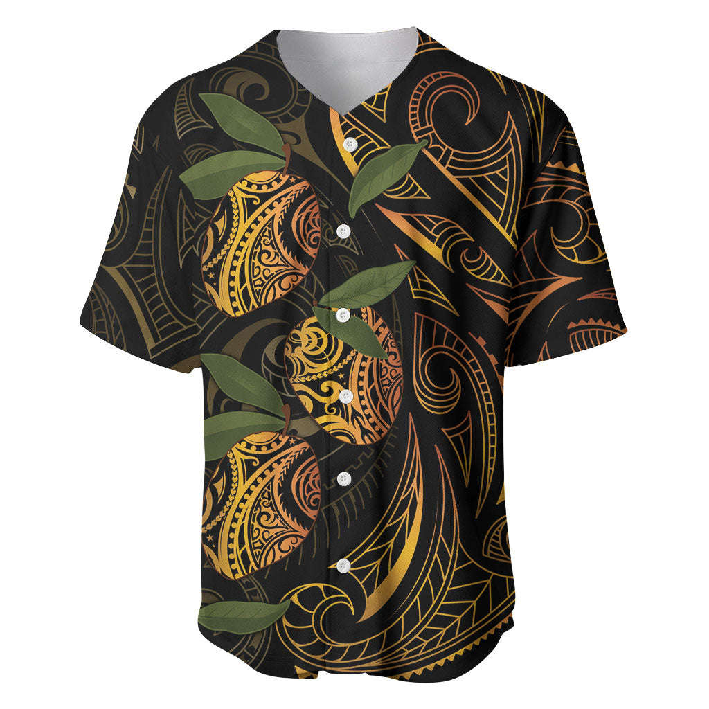 Hawaiian Mango Tribal Tattoo Baseball Jersey Gold Pacific Traditional Pattern