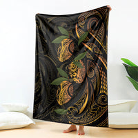 Hawaiian Mango Tribal Tattoo Blanket Gold Pacific Traditional Pattern