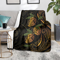 Hawaiian Mango Tribal Tattoo Blanket Gold Pacific Traditional Pattern