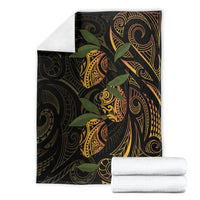 Hawaiian Mango Tribal Tattoo Blanket Gold Pacific Traditional Pattern