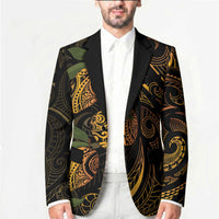 Hawaiian Mango Tribal Tattoo Blazer Gold Pacific Traditional Pattern
