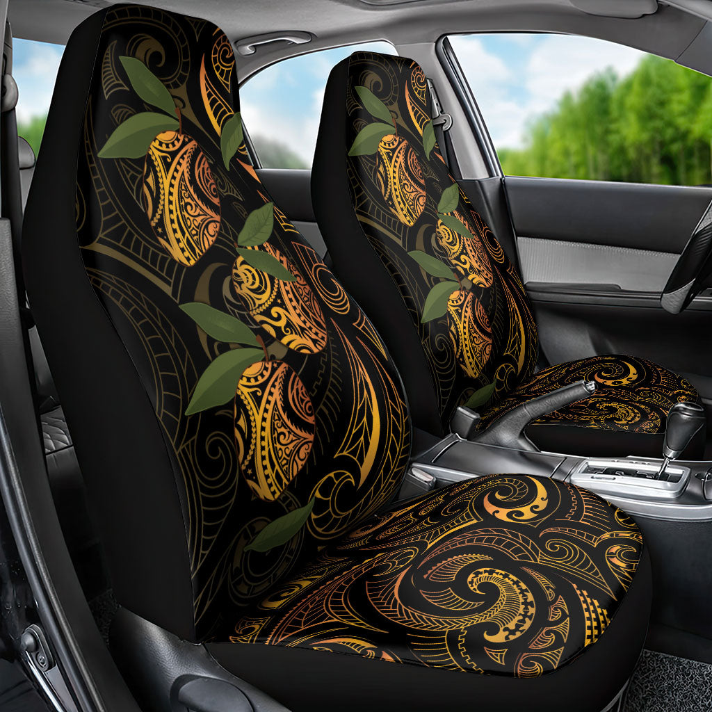 Hawaiian Mango Tribal Tattoo Car Seat Cover Gold Pacific Traditional Pattern