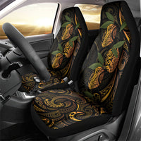 Hawaiian Mango Tribal Tattoo Car Seat Cover Gold Pacific Traditional Pattern