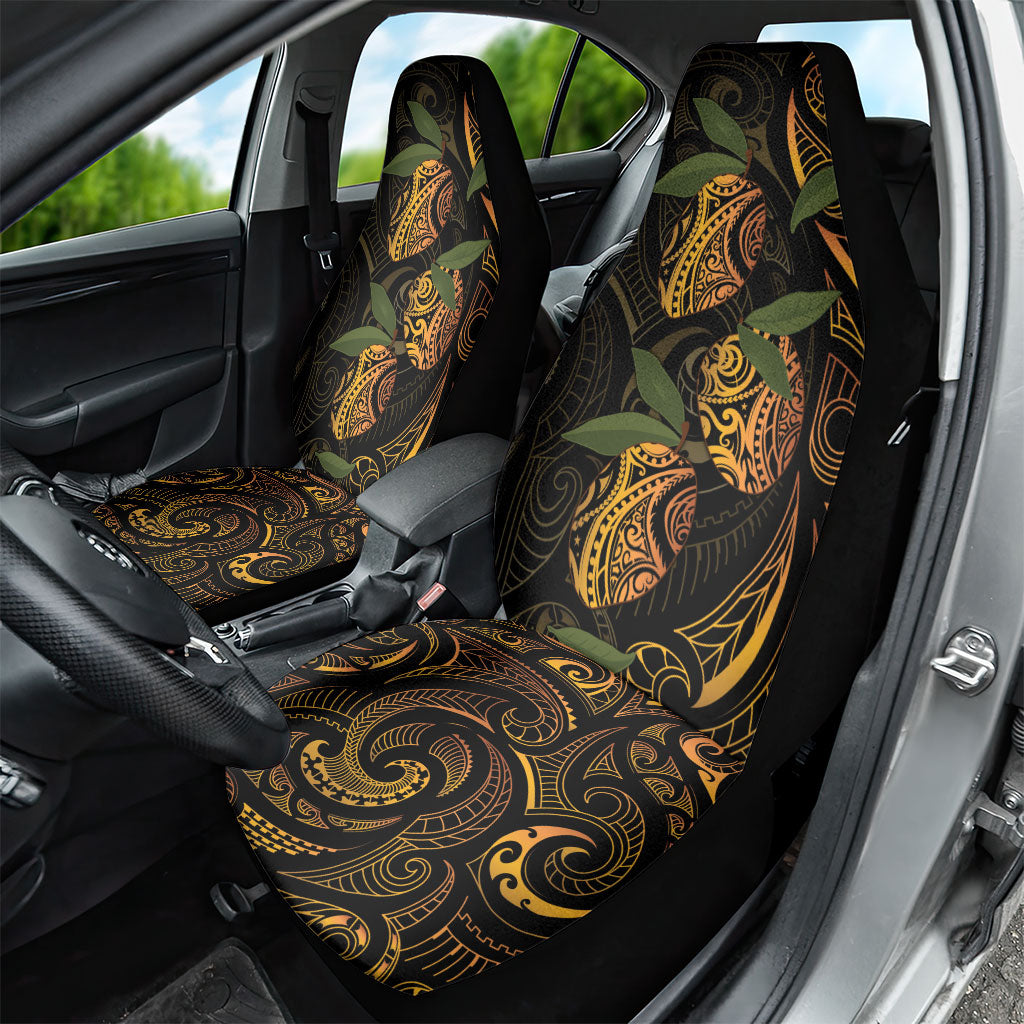 Hawaiian Mango Tribal Tattoo Car Seat Cover Gold Pacific Traditional Pattern