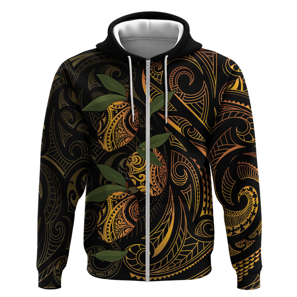 Hawaiian Mango Tribal Tattoo Hoodie Gold Pacific Traditional Pattern