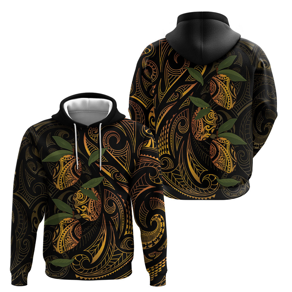 Hawaiian Mango Tribal Tattoo Hoodie Gold Pacific Traditional Pattern