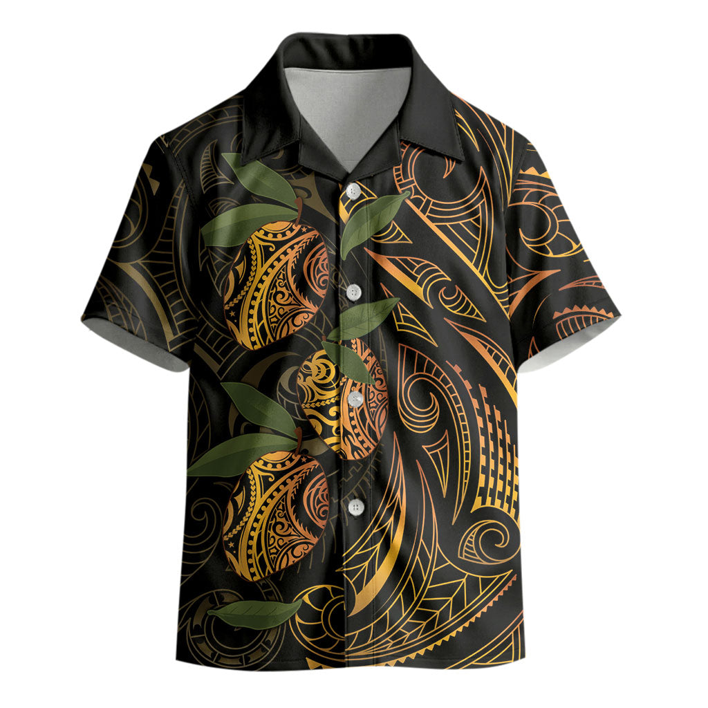 Hawaiian Mango Tribal Tattoo Kid Hawaiian Shirt Gold Pacific Traditional Pattern