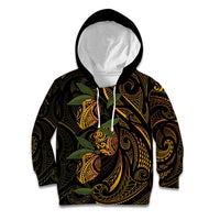 Hawaiian Mango Tribal Tattoo Kid Hoodie Gold Pacific Traditional Pattern