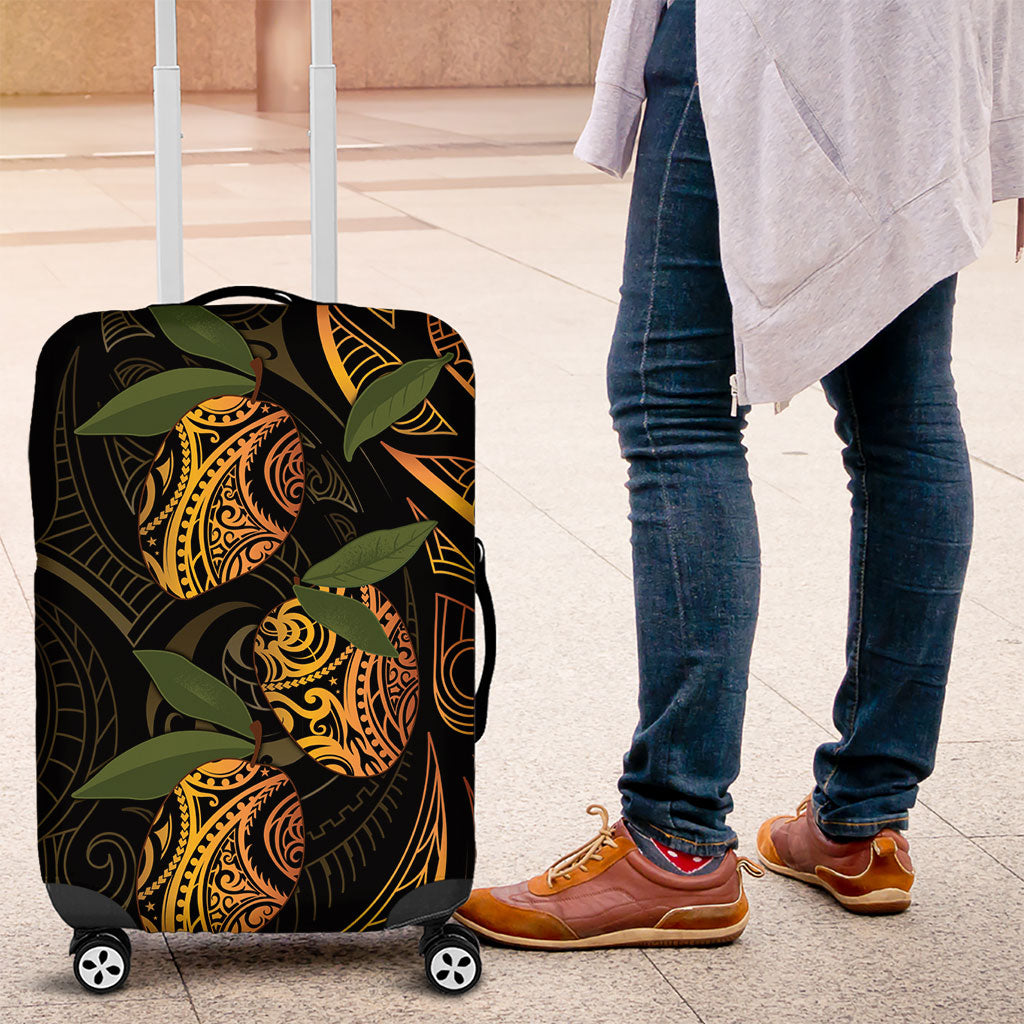 Hawaiian Mango Tribal Tattoo Luggage Cover Gold Pacific Traditional Pattern